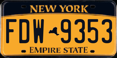 NY license plate FDW9353
