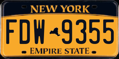 NY license plate FDW9355