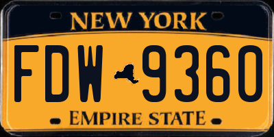 NY license plate FDW9360