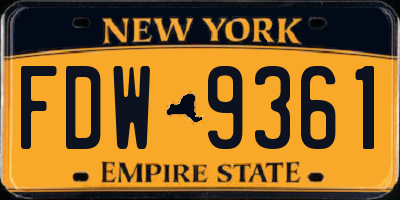 NY license plate FDW9361