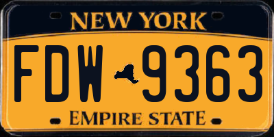 NY license plate FDW9363