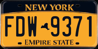 NY license plate FDW9371