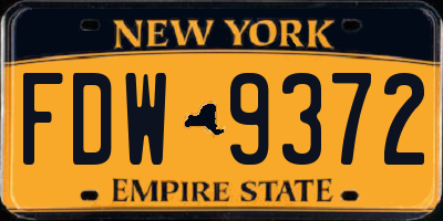 NY license plate FDW9372