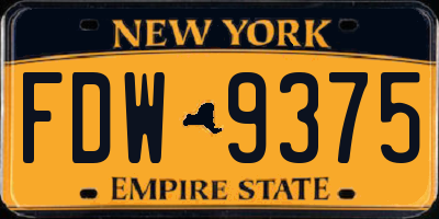 NY license plate FDW9375