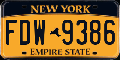 NY license plate FDW9386