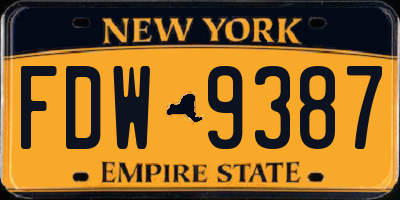 NY license plate FDW9387