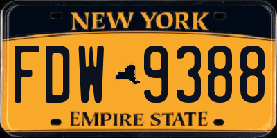 NY license plate FDW9388