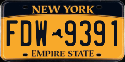 NY license plate FDW9391