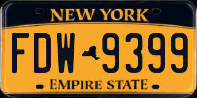 NY license plate FDW9399