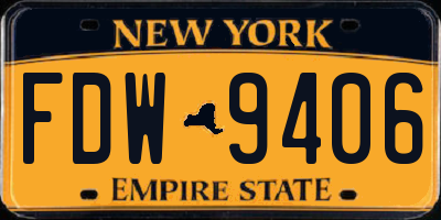 NY license plate FDW9406
