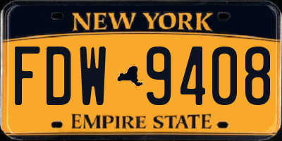 NY license plate FDW9408