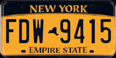 NY license plate FDW9415