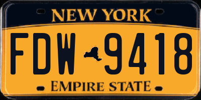 NY license plate FDW9418