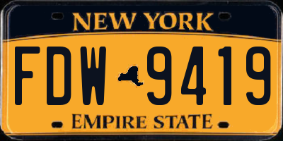 NY license plate FDW9419