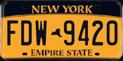 NY license plate FDW9420