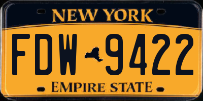 NY license plate FDW9422