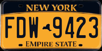 NY license plate FDW9423