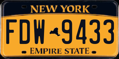 NY license plate FDW9433