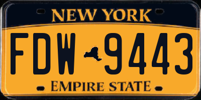 NY license plate FDW9443