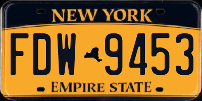 NY license plate FDW9453