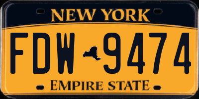 NY license plate FDW9474