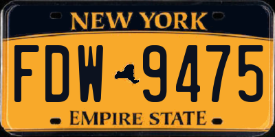 NY license plate FDW9475