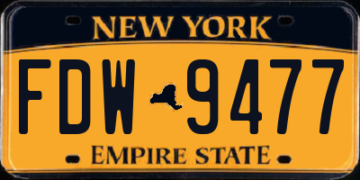 NY license plate FDW9477