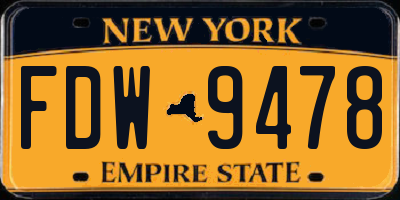 NY license plate FDW9478
