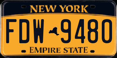 NY license plate FDW9480