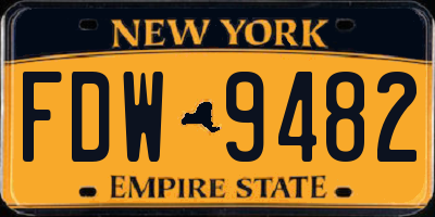NY license plate FDW9482
