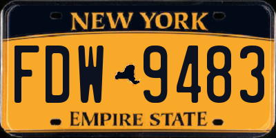 NY license plate FDW9483