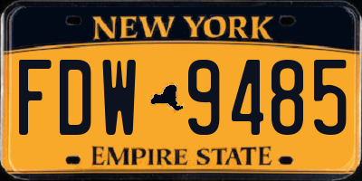 NY license plate FDW9485