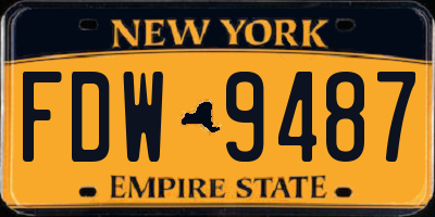 NY license plate FDW9487