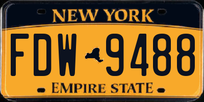 NY license plate FDW9488
