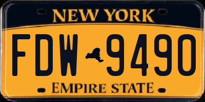 NY license plate FDW9490