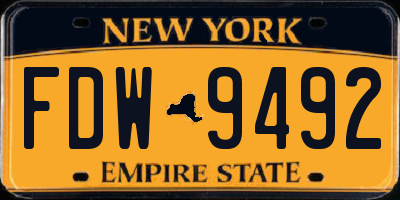 NY license plate FDW9492