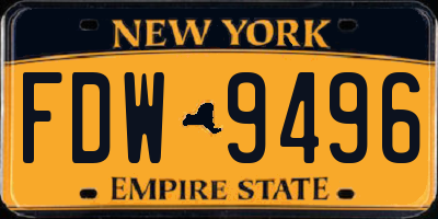 NY license plate FDW9496
