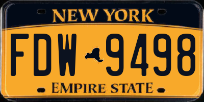 NY license plate FDW9498