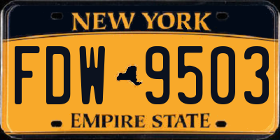 NY license plate FDW9503