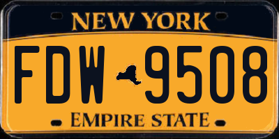 NY license plate FDW9508