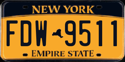 NY license plate FDW9511