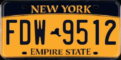 NY license plate FDW9512