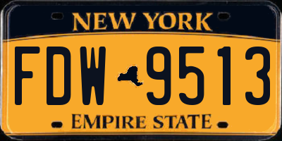 NY license plate FDW9513