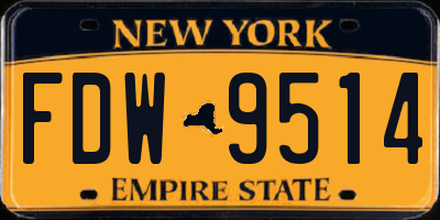 NY license plate FDW9514