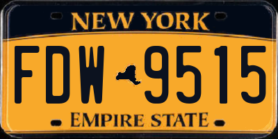 NY license plate FDW9515