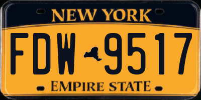 NY license plate FDW9517