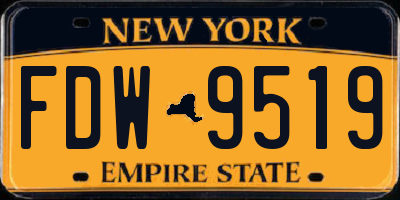 NY license plate FDW9519