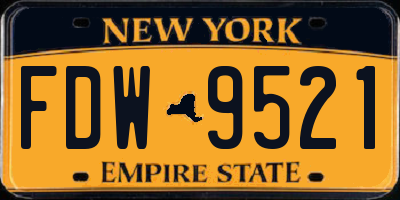 NY license plate FDW9521