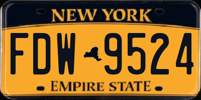 NY license plate FDW9524