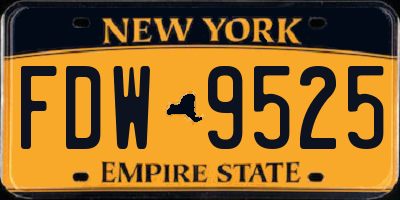 NY license plate FDW9525